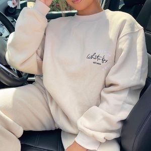 WHITE FOX self love club oversized sweater in sand